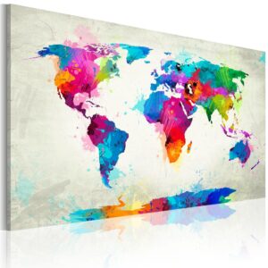 Kép - Map of the world - an explosion of colors (Méretek széles x magas (cm): 120x80)