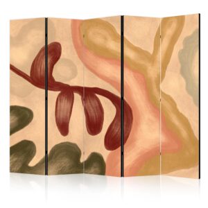 Paraván - Worn Figures - Shapes in Lime Wash Technique in Warm Colors