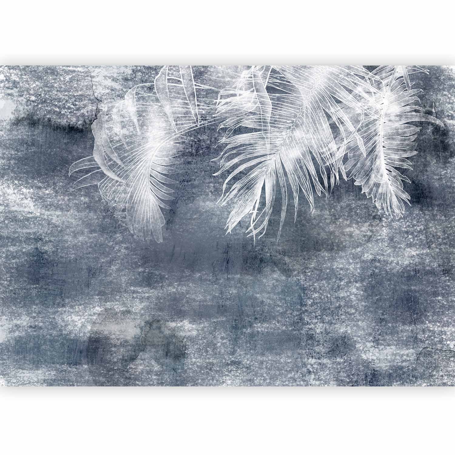 Fotótapéta - Abstraction with nature - exotic leaves on a blue background with pattern - Image 5