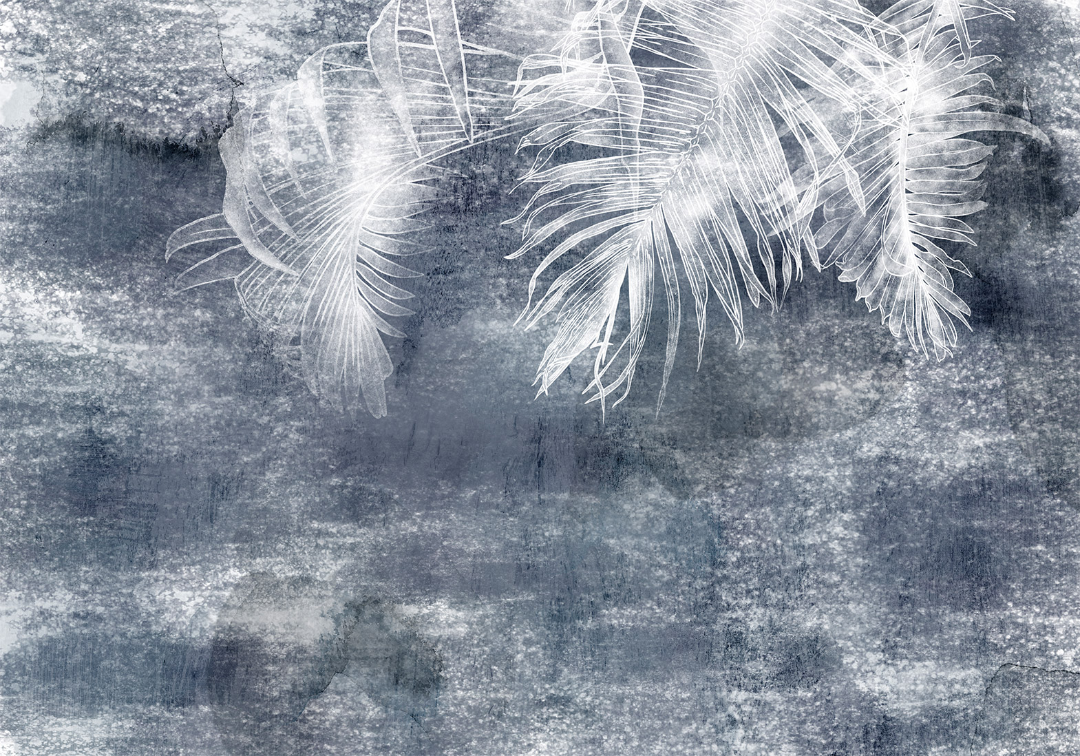 Fotótapéta - Abstraction with nature - exotic leaves on a blue background with pattern - Image 6