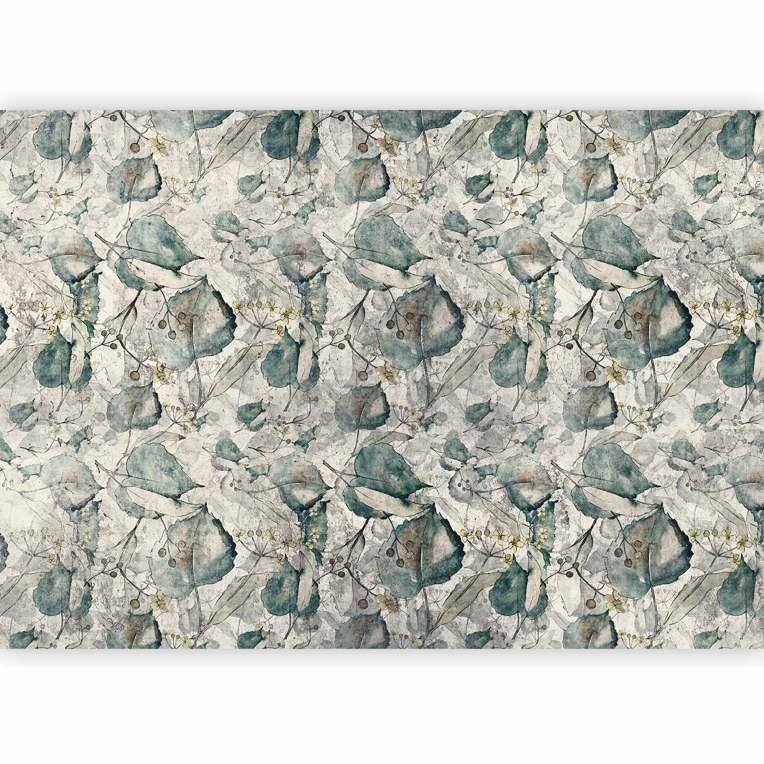 Fotótapéta - Autumn souvenirs - cool grey floral pattern with leaves - Image 5