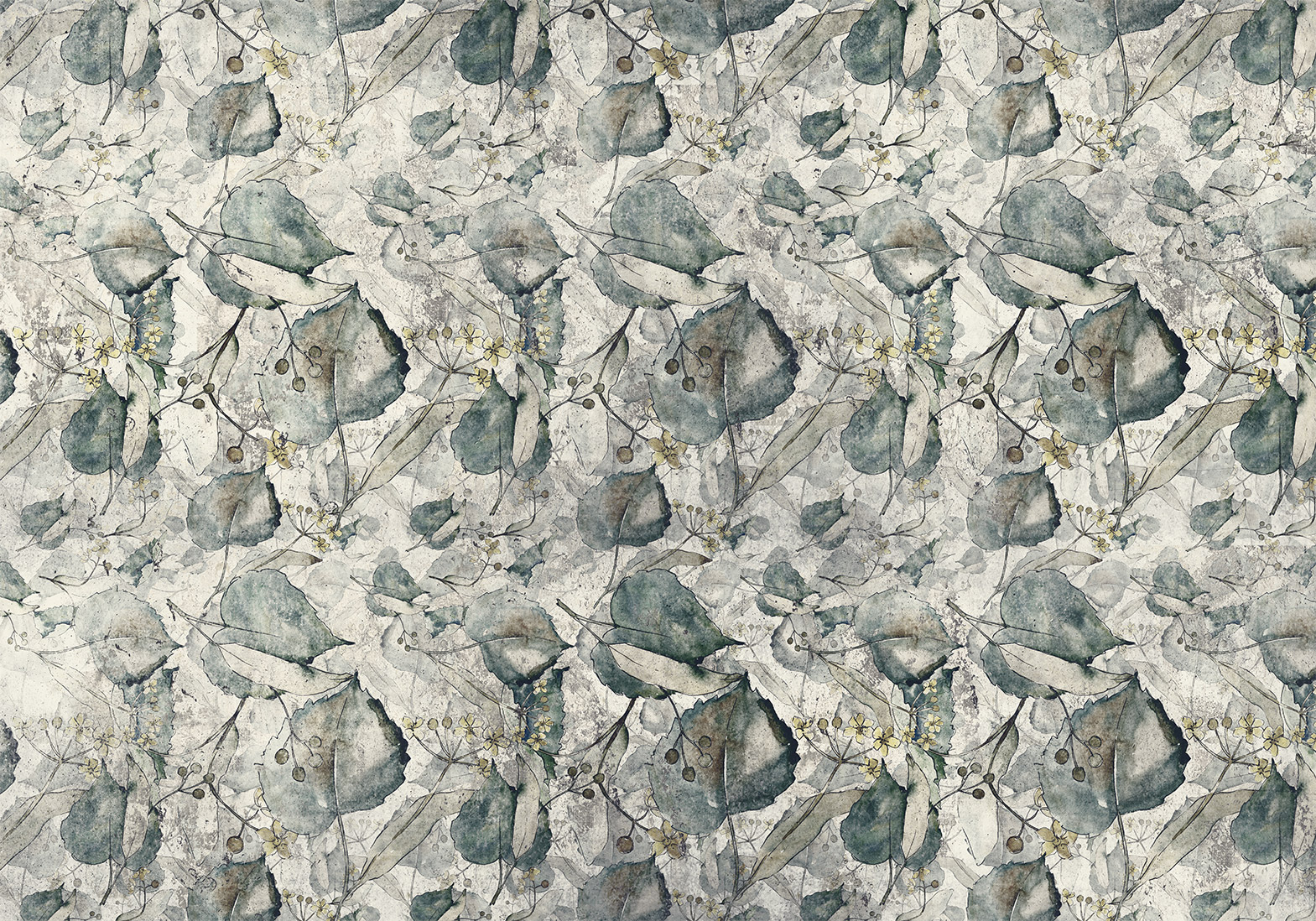 Fotótapéta - Autumn souvenirs - cool grey floral pattern with leaves - Image 6