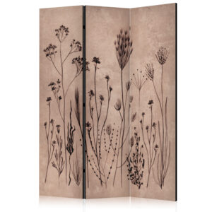 Paraván - Plant Vintage - Delicate Field Flowers on a Background in Lime Wash Technique