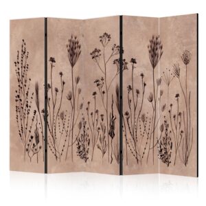 Paraván - Plant Vintage - Delicate Field Flowers on a Background in Lime Wash Technique