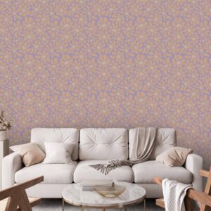 Tapéta - Cute Light-Beige Little Flowers - Small flowers with beige - undulating petals on a blue background.