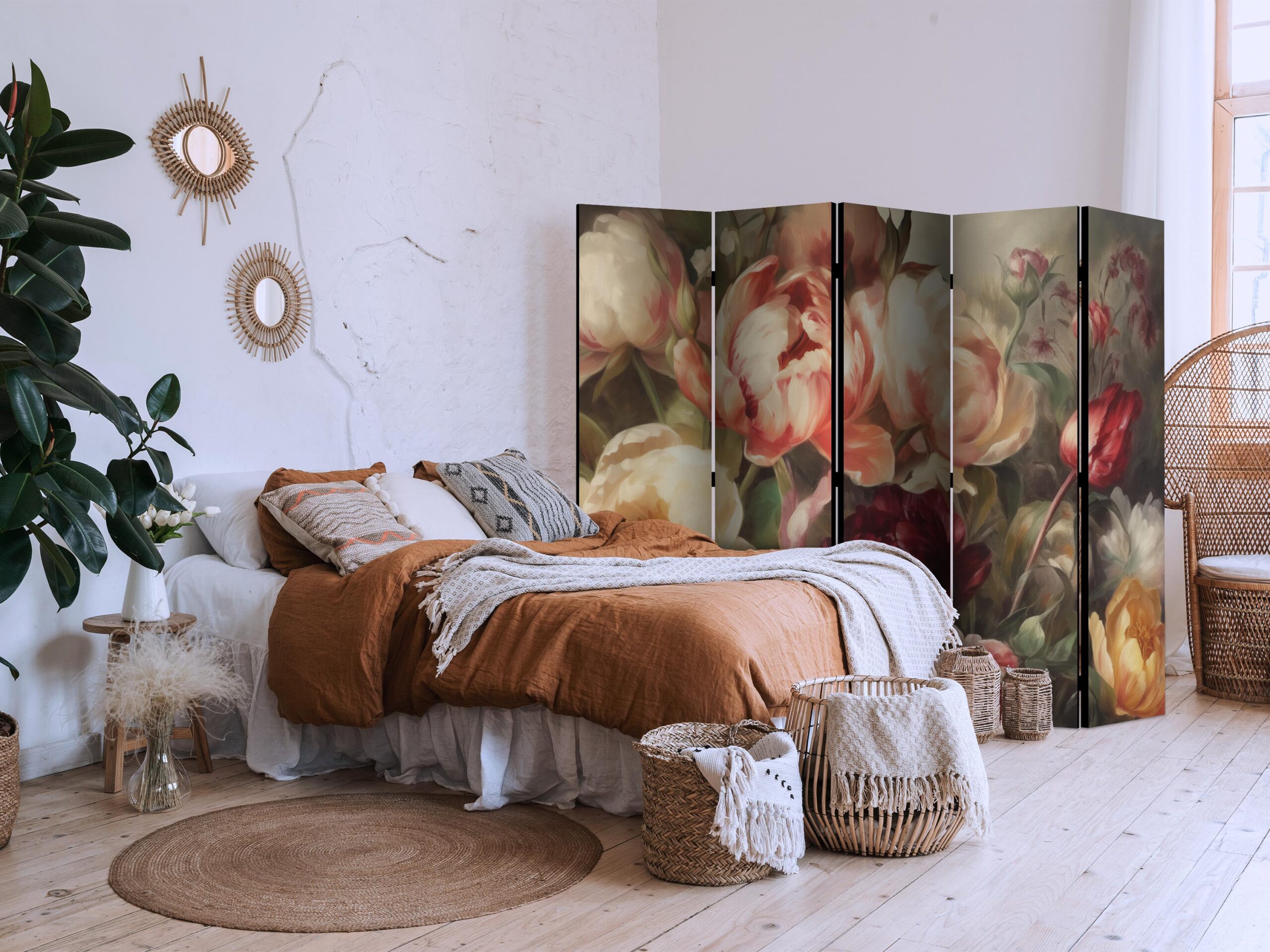 Paraván - Blooming Peonies - Charismatic Flowers Bathed in Sunlight - Image 5