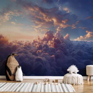 Fotótapéta - The Sun in Hiding: The Golden Face of the Sky Over a Cloudy Sea