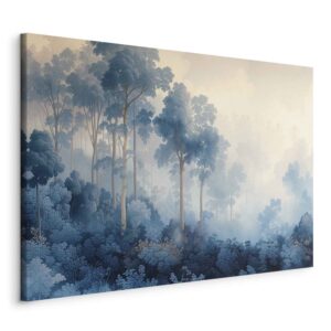 Kép - Landscape with Trees in Illustrative Style Fairy-Tale Blue Forest