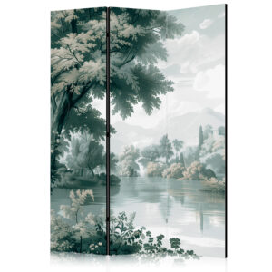 Paraván - View of the Park and Lake - Retro Vintage Landscape in Greens