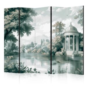 Paraván - View of the Park and Lake - Retro Vintage Landscape in Greens