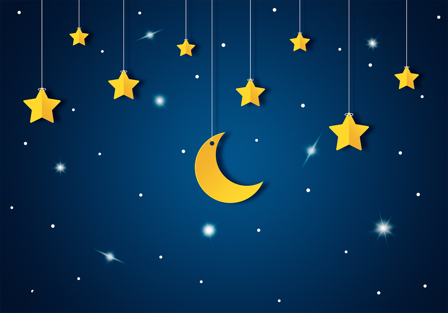 Fotótapéta - Skyline - night sky landscape with stars and moon for children - Image 6