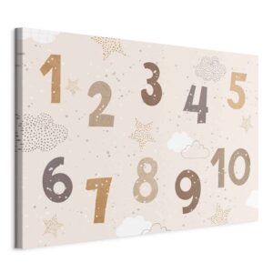 Kép - Jumping Numbers - Numbers in a Subdued Beige-Brown Hue Among Snowflakes Stars and Clouds