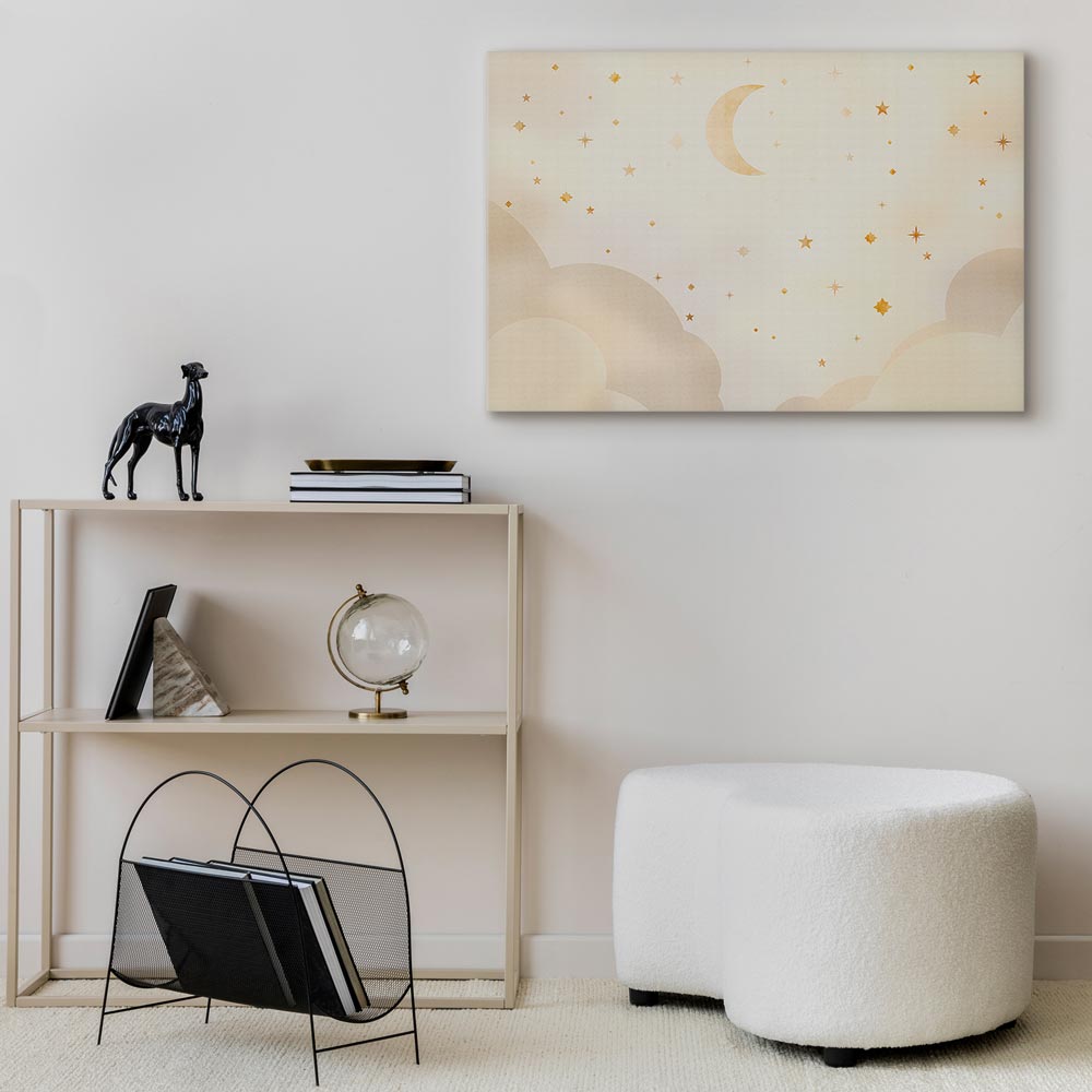 Kép - Bright Night - Moon Accompanied by Many Stars on a Light Background - Image 2