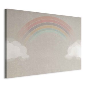 Kép - Rainy June - Colorful Rainbow Emerging from Clouds on a Bright Background