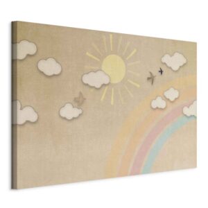 Kép - Holiday Sky - Sunny Day with a Rainbow and Flying Birds