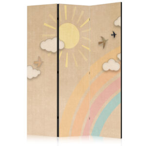 Paraván - Holiday Sky - A Rainbow on a Sunny Day and Flying Birds