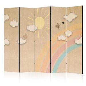 Paraván - Holiday Sky - A Rainbow on a Sunny Day and Flying Birds