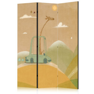 Paraván - Dreamy Traveler - Giraffe Driving a Car on a Beautiful Sunny Day