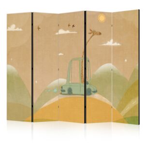 Paraván - Dreamy Traveler - Giraffe Driving a Car on a Beautiful Sunny Day