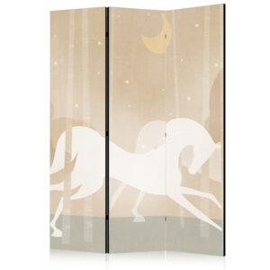 Paraván - Moonlit Steeds - Horses Galloping Among Trees on a Starry Night