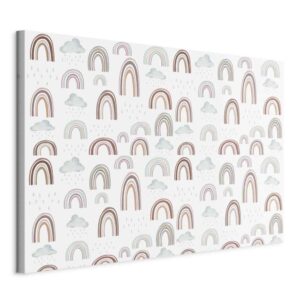 Kép - Rainbows After the Storm - Rainbows of Various Sizes in Pastel Hues Among Rain Clouds in a Gray-Blue Shade