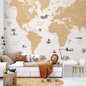 Fotótapéta - Sea Wolf Map - Countries With Pirate Illustrations