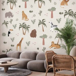 Fotótapéta - African Composition - Animals for the Children's Room on a Paper Background