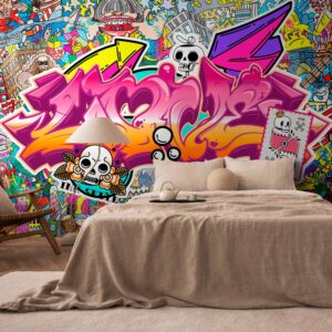 Fotótapéta - Street art - abstract urban colour graffiti mural with lettering