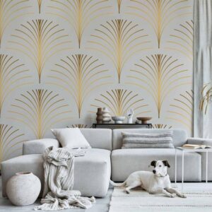 Fotótapéta - Gold Linear Pattern on Marble Background