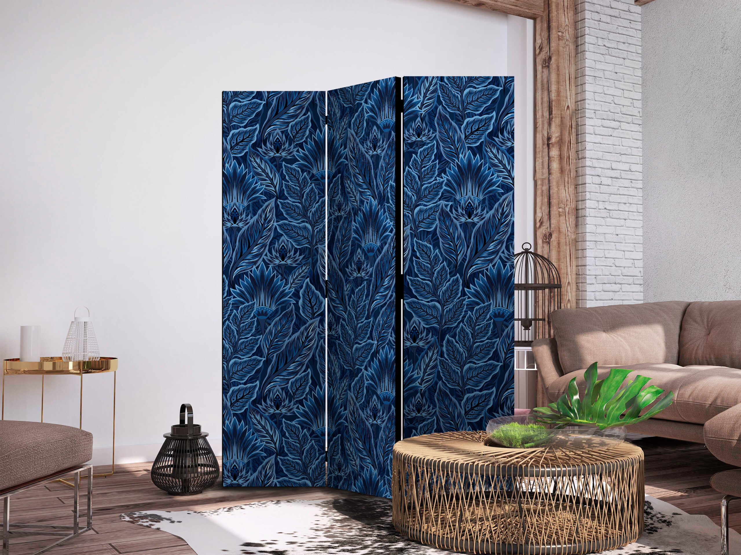 Paraván - Dense Vegetation - Botanical Patterns in Illustrative Style; Blue - Image 5
