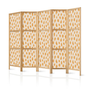 Japán paraván - Drawn Pattern in Dots and Spots - in Shades of Orange and Ecru.