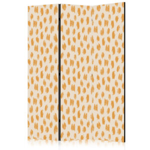 Paraván - Drawn Pattern in Spots and Dots in Shades of Orange and Ecru