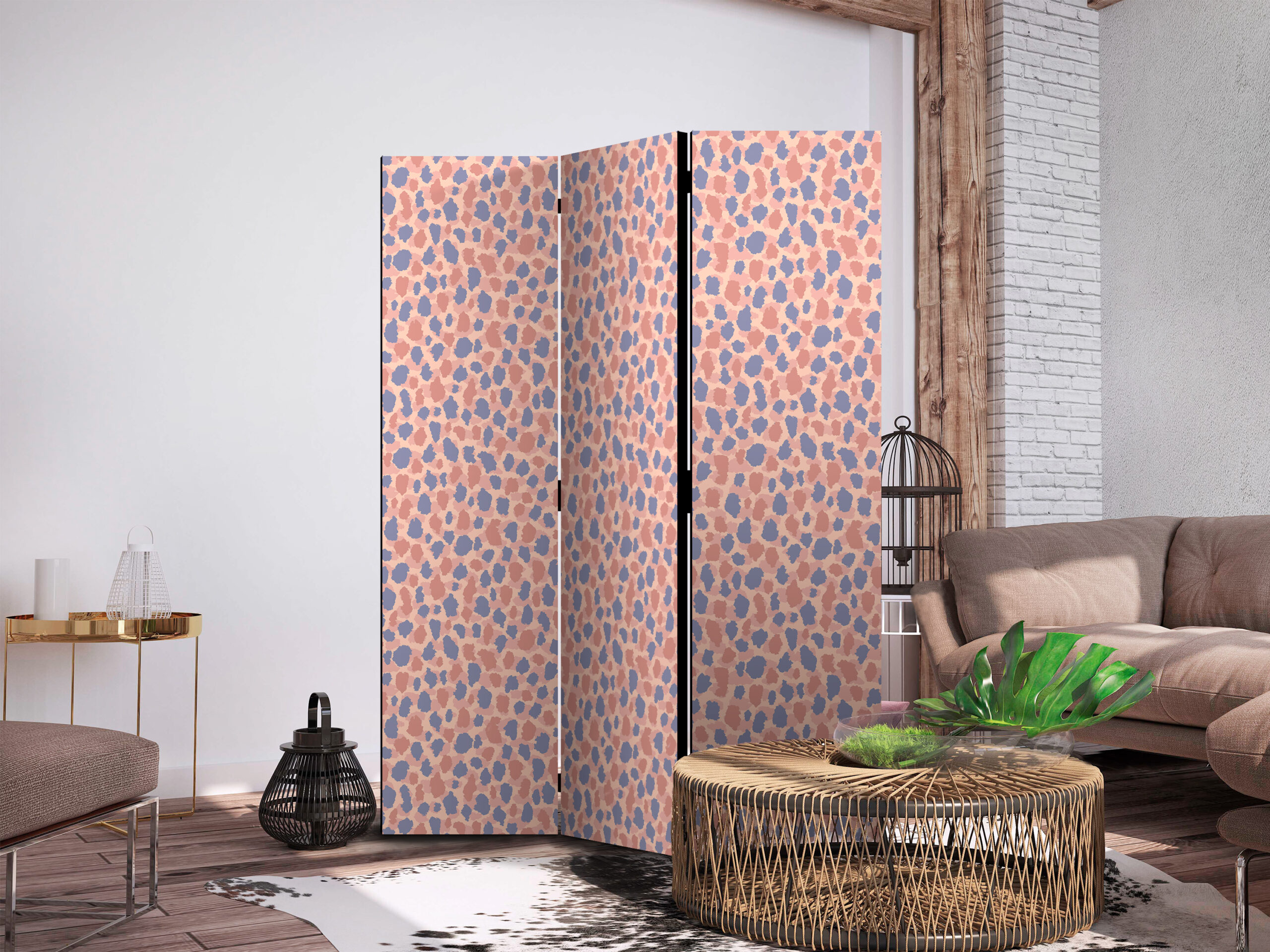 Paraván - Giraffe Pattern - Colorful Animal Pattern in Blue-Pink Spots - Image 5