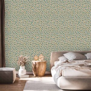 Tapéta - Giraffe Pattern - animal pattern in turquoise spots on a light background.