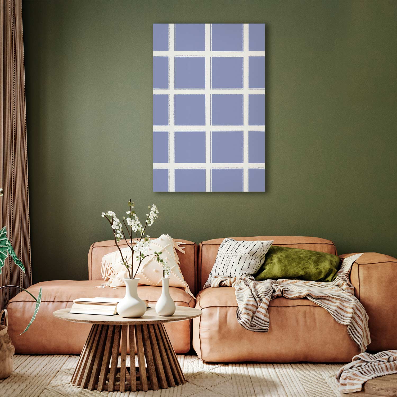 Kép - Lines and Symmetry - Expressive White Grid on a Blue Background - Image 2