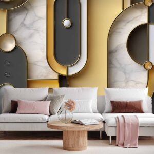 Fotótapéta - Gold-marble Geometric Pattern