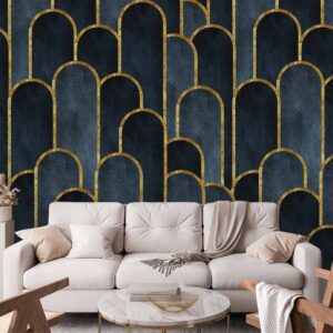 Fotótapéta - Gold and Navy Blue Pattern