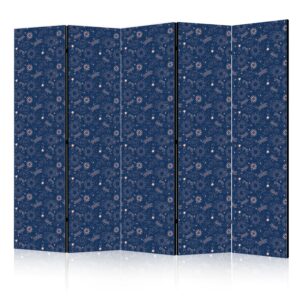 Paraván - Cosmic Fantasy - Pattern with Suns Moons and Dragonflies on a Dark Background