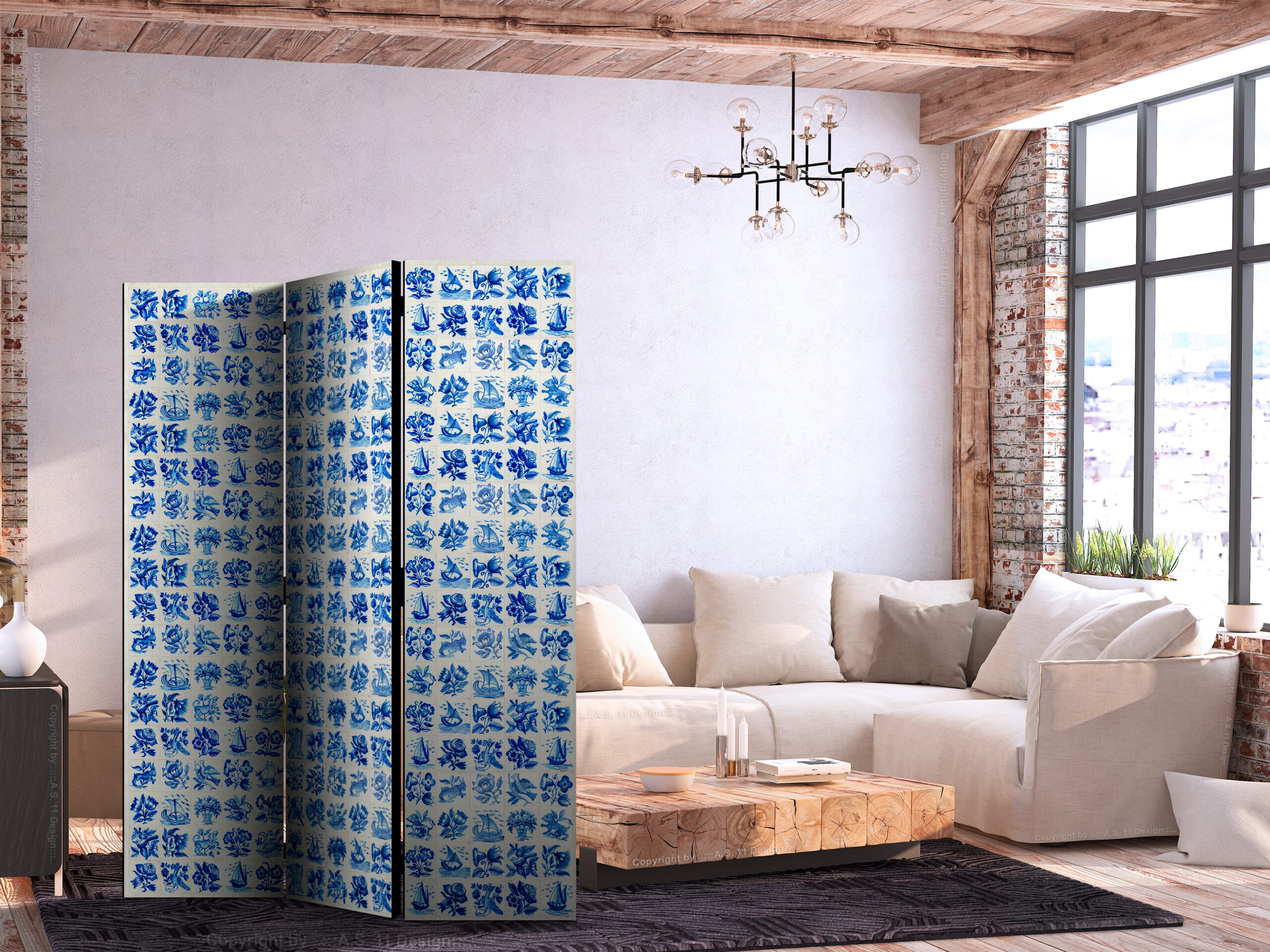 Paraván - Ceramic Tiles - Traditional Portuguese Blue Tiles Azulejos - Image 2