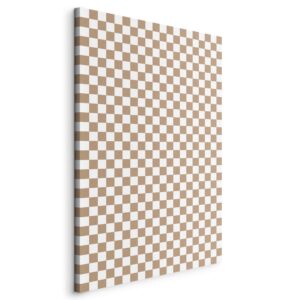 Kép - Checkerboard Pattern - Brown-White Grid with a Subtle Noise