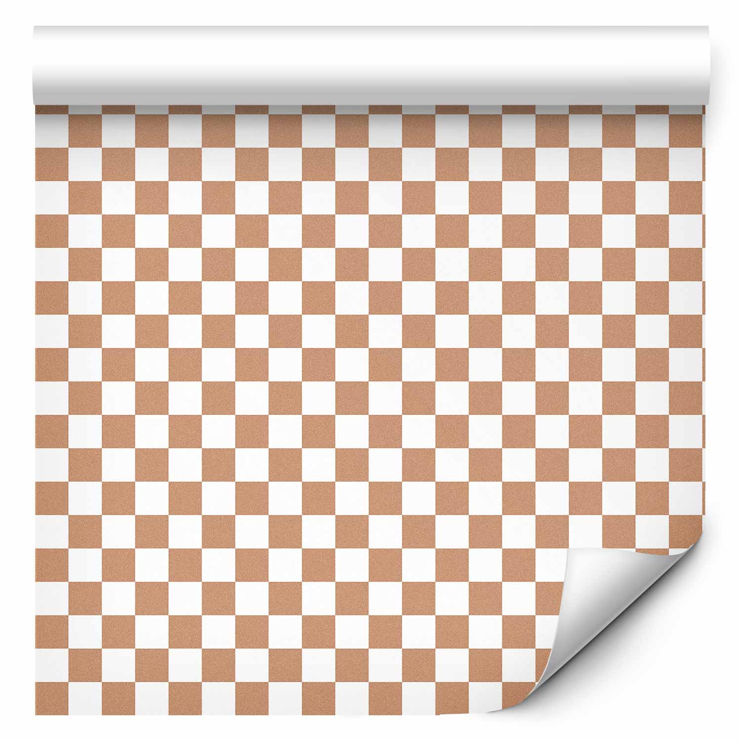 Tapéta - Checkerboard Pattern - Brown-White Grid with a Subtle Noise - Image 2