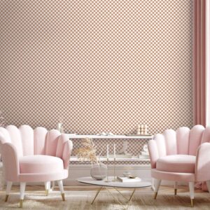 Tapéta - Checkerboard Pattern - Brown-White Grid with a Subtle Noise