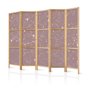 Japán paraván - Night Sky - Artistic Constellations and Stars in Pastel Shades