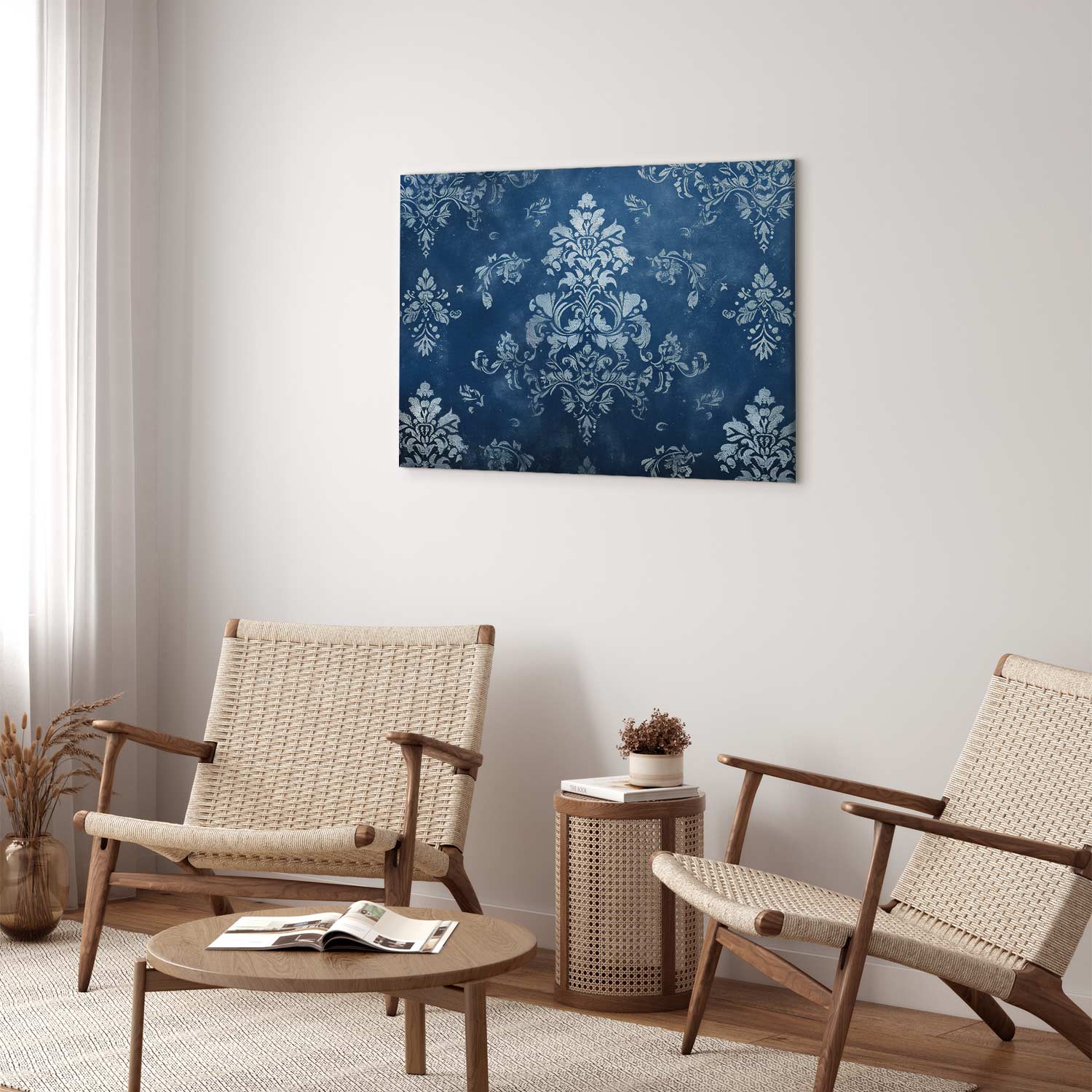 Kép - Retro Ornament Decorative Motif in Worn Blues - Image 2