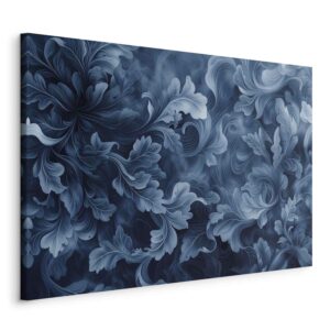 Kép - Abstract Ornaments Dark Blue Victorian Leaves