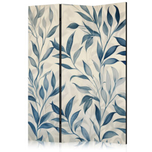 Paraván - Leaves in Blue Colors - Delicate Botanical Motif