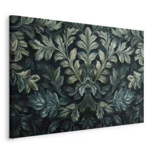 Kép - Dark Green Victorian Leaves: Botanical Carved Composition