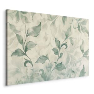 Kép - Watercolor Botanical Motif Delicate Green-Beige Leaves