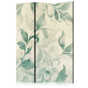 Paraván - Watercolor Botanical Motif - Delicate Green and Beige Leaves