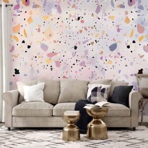 Fotótapéta - Terrazzo in Confetti Style Violet-Pink Colorful Pattern